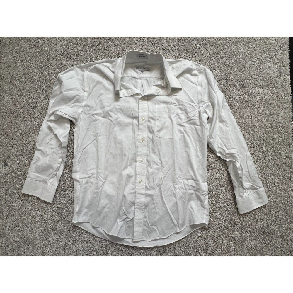 Joseph Feiss Mens Dress Shirt 16.5 34/35 White Non Iron Cotton Button Up